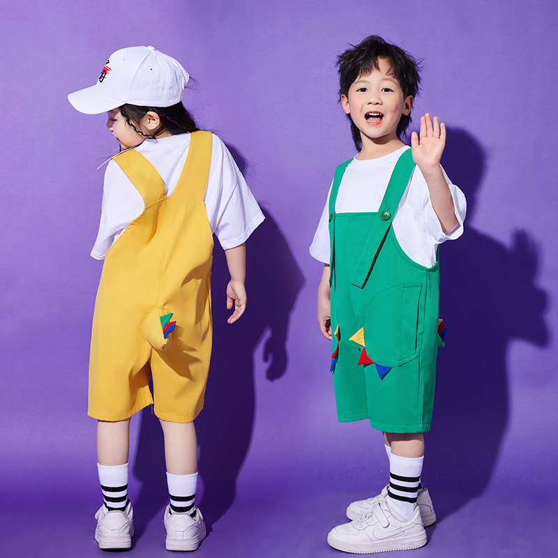 六一儿童演出服幼儿园舞蹈可爱背带裤小壁虎借尾巴服装动物表演服