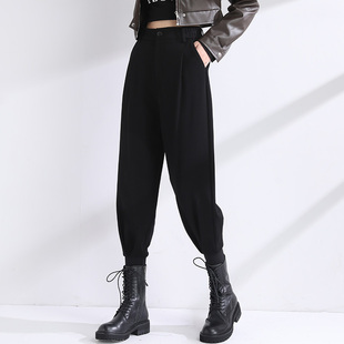 子萝卜马丁靴裤 春秋垂感小个休闲裤 女2025新款 女士黑色束脚哈伦裤