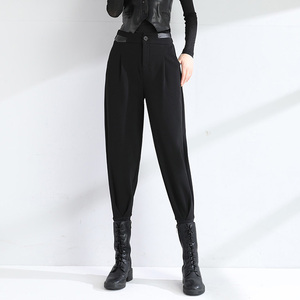 女士黑色束脚哈伦裤女2026新款春秋小个子休闲高腰萝卜马丁靴裤子