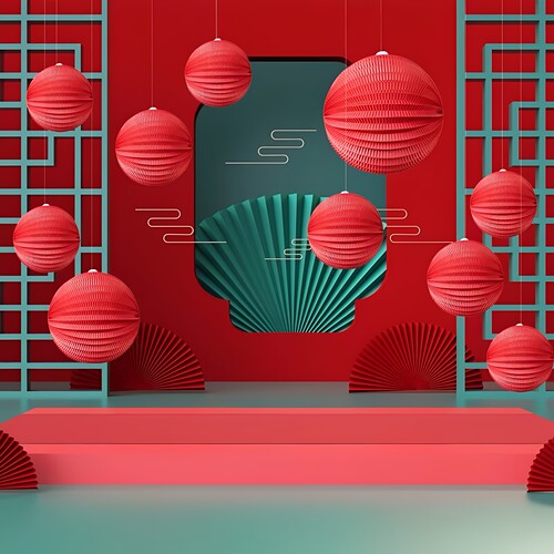 中秋节国风灯笼新年场景橱窗吊饰