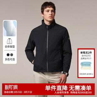 休闲上衣简约连帽外套男潮 纯色长袖 Hazzys哈吉斯奥莱男装 夹克男士