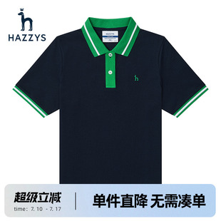 T恤上衣 Hazzys哈吉斯后背绣花polo衫 女夏季 新款 短袖