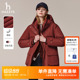 户外保暖时尚 Hazzys哈吉斯三防羽绒服女冬季 宽松连帽外套 鹅绒