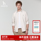 衬衣男休闲内搭棉质衬衫 Hazzys哈吉斯春季 竖条纹长袖 男士 上衣 新款