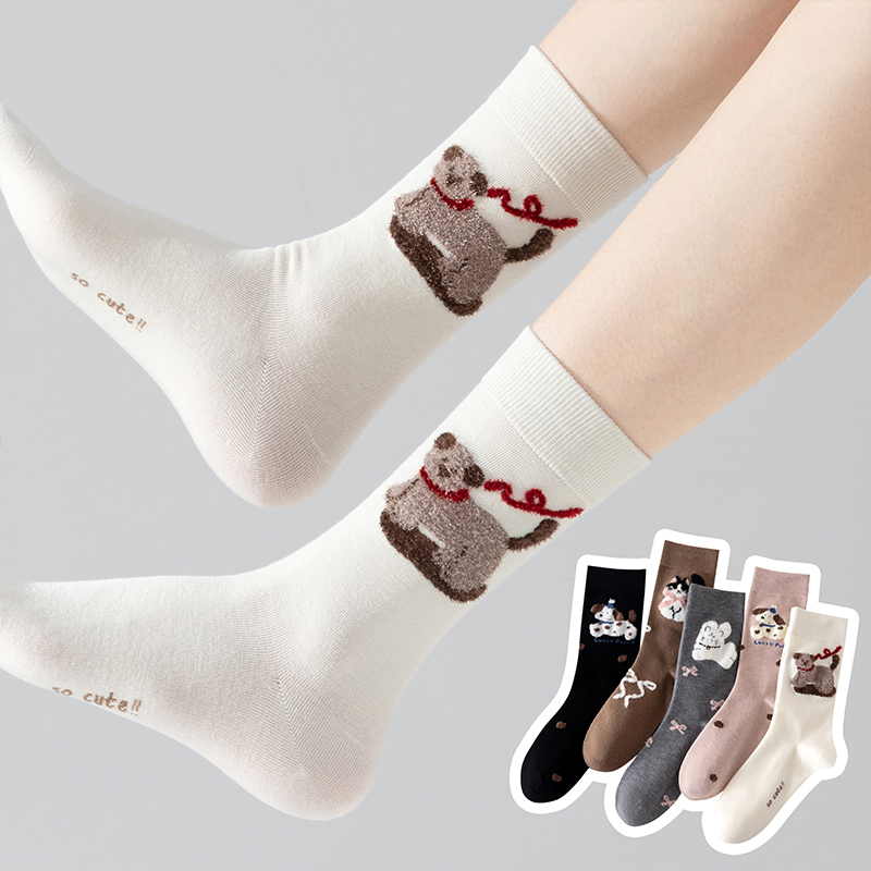 中筒袜子女春秋冬款纯棉防臭袜