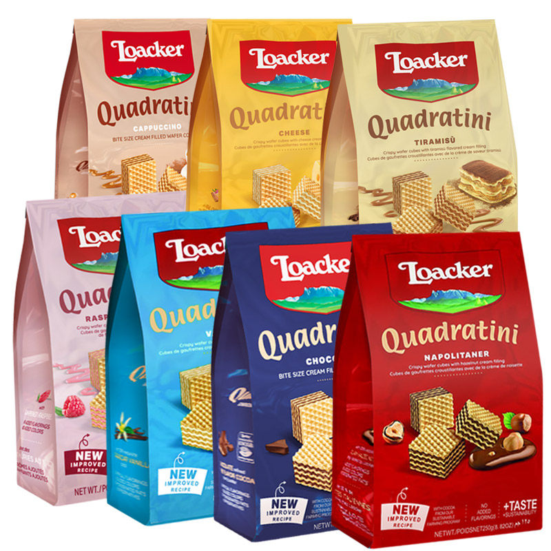 Loacker莱家进口粒粒威化饼干榛子香草巧克力味夹心威化儿童零食