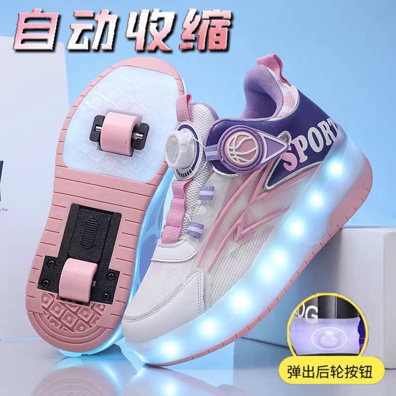女童暴走鞋双轮自动收缩