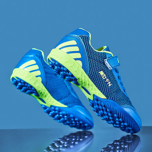 夏季儿童足球鞋男童女碎钉透气网面魔术贴小学生免系带短钉足球鞋