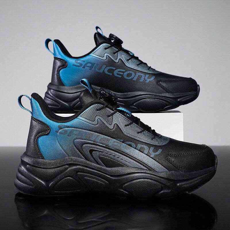 旋转钮扣免系带男鞋春季青少年初中生46中大童二棉鞋47大尺码运动