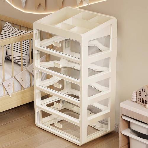 纸尿裤收纳盒家用小推车带轮宝宝婴儿用品置物架落地抽屉式收纳柜