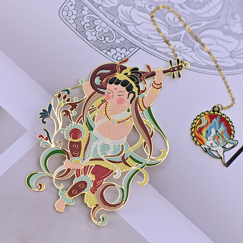 萌版敦煌乐队伎乐飞天金属艺术书签中国风礼盒生日礼物古典创意文艺复古小清新礼品送老外送老婆年会伴手礼