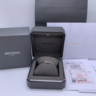 二手99新梅西卡/MESSIKA MOVE UNO 椭圆形18k白金满钻手镯 xs码