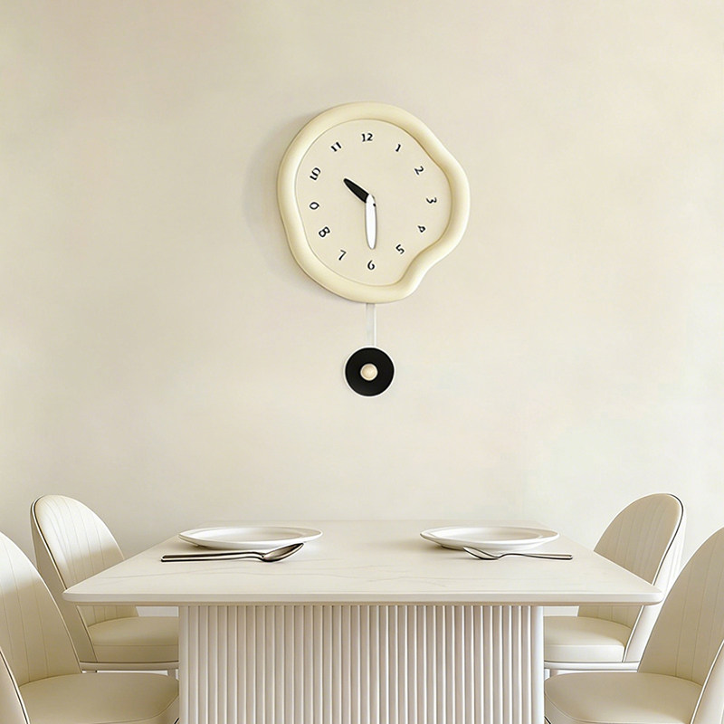LIVETAI 奶油风墙面挂钟创意极简静音钟摆客厅卧室高级感装饰钟表,居家日用,挂钟,淘宝优惠券,粉丝福利购,淘宝优惠卷