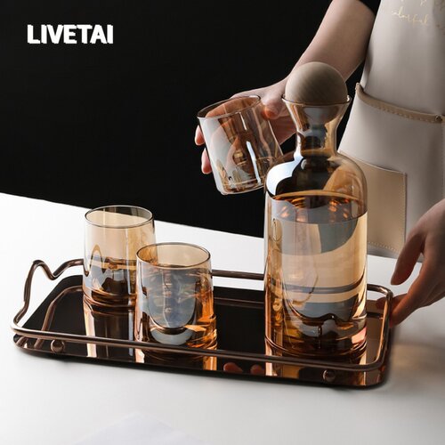 livetai玻璃北欧风酒柜果汁摆件