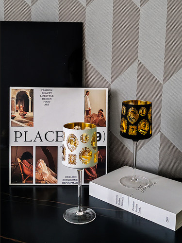 LIVETAI创意相框红酒葡萄酒玻璃杯 高颜值覆古风洋酒杯高脚香槟杯