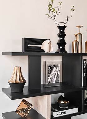 LIVETAI轻奢风黑金酒柜书柜摆件