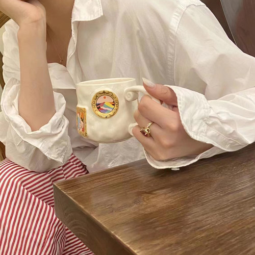 LIVETAI陶瓷马克杯复古油画风格