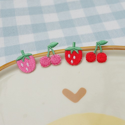 刺绣领花布贴Switch包龙骧包迷你樱桃草莓贴3M胶直接贴自粘手帐