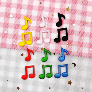 可爱绣花小音符贴布贴花日系小清新刺绣贴 书包本子装饰自粘布标