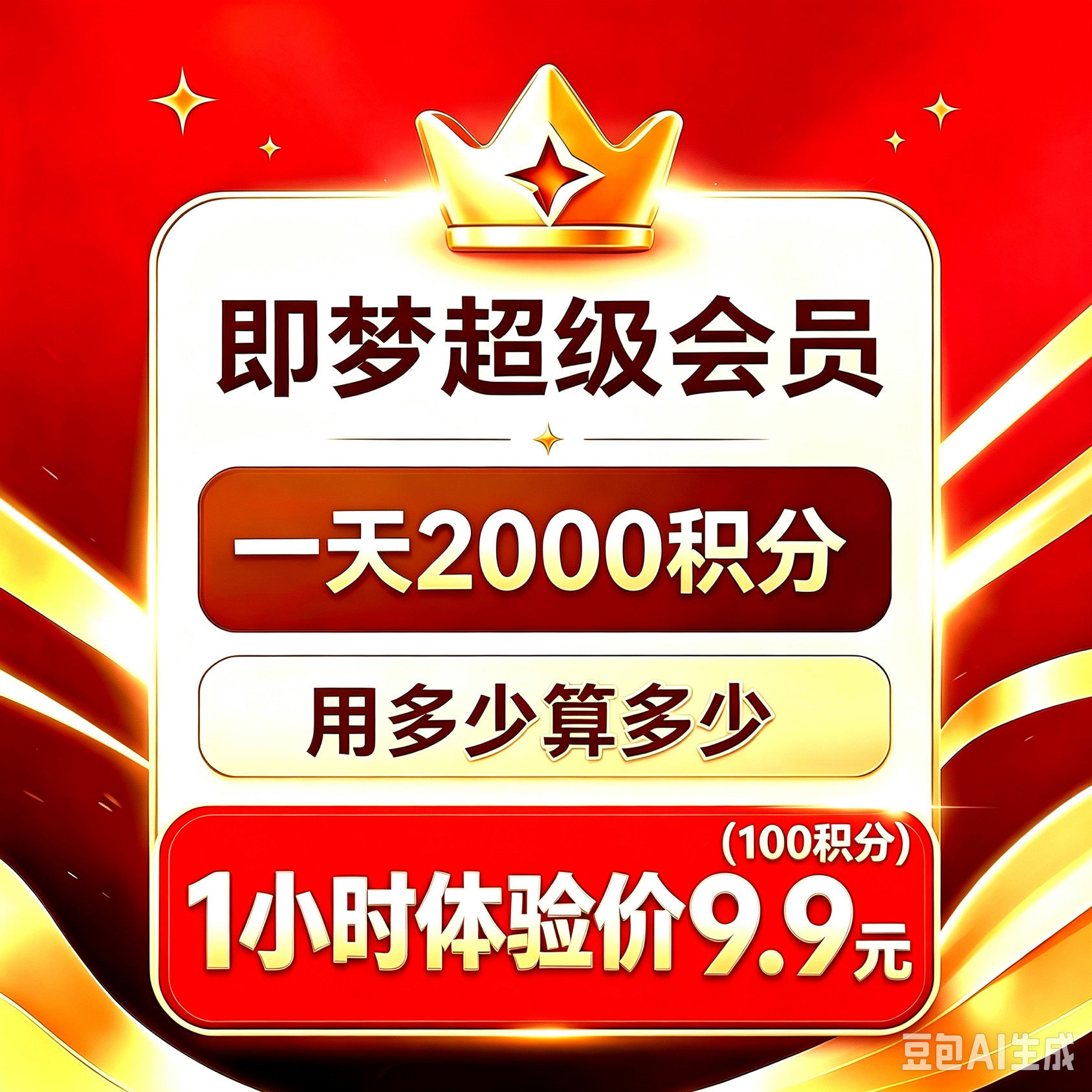 即梦ai会员1天高级会员2000积分