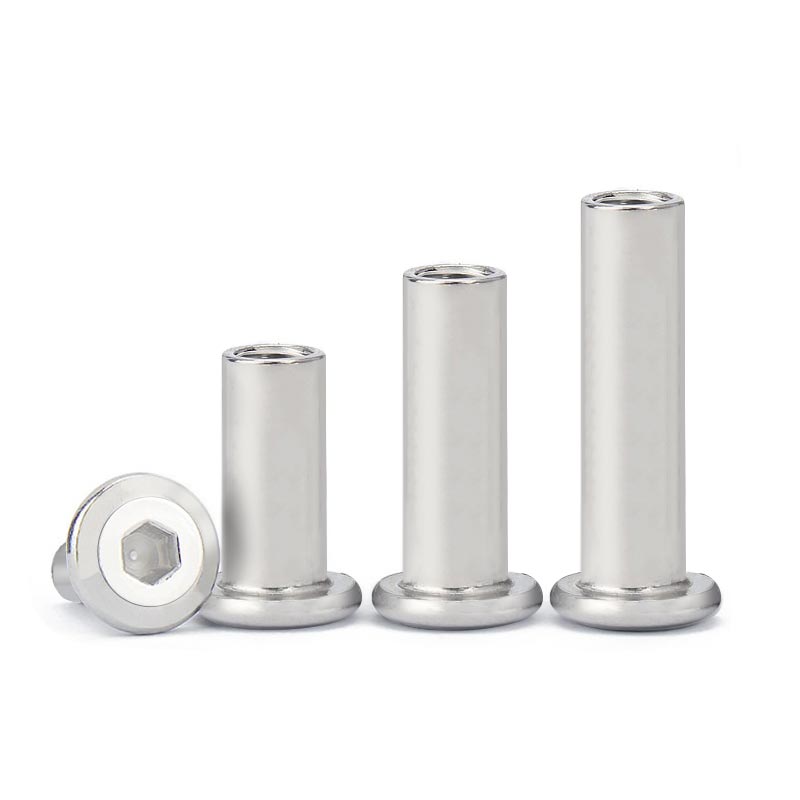 304不锈钢平头倒边家具内六角对锁螺母对接对敲夹板螺丝帽M5M6M8