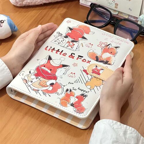 可爱小狐狸pu皮质卡册A5四宫格3寸活页小卡收纳册磁扣高颜值相册