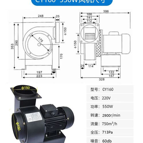 小型多翼式散热耐高温离心风机CY125锅炉烟囱 家用烧烤壁炉引风机