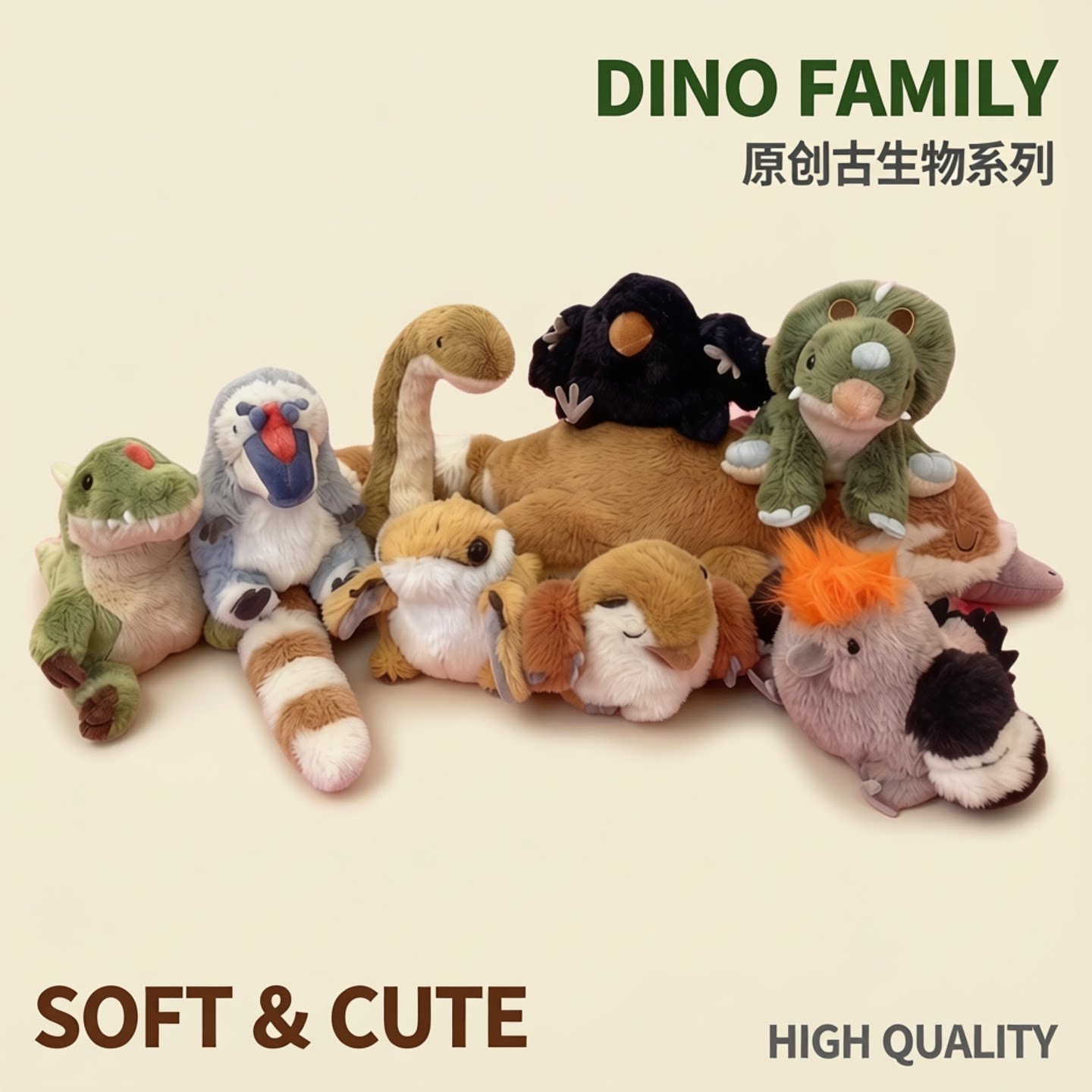 中华恐龙园伟大的动物们系列毛绒恐龙玩偶原创古生物毛绒纪念礼物