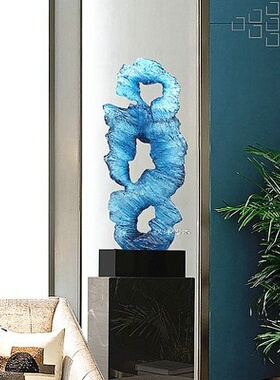 现代抽象雕塑摆件设计师售楼处样板房玄关装饰透明酒店大堂客厅