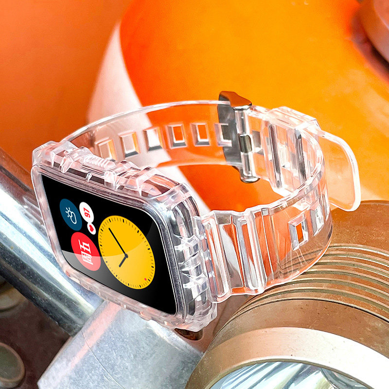 华为watchfit透明冰川款荣耀手环6/6nfc男女替换腕带配件表盘套保护壳