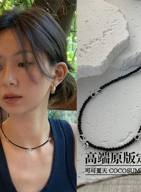 fever同款黑玛瑙串珠蝴蝶结项链