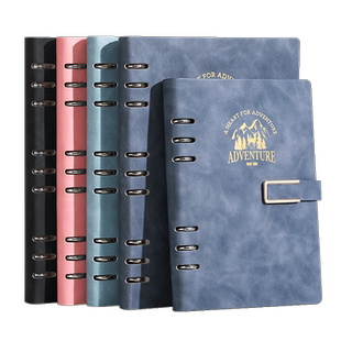 活页笔记本本子简约ins风A5B5记事本皮面商务办公加厚可拆卸会议记录本学生学习复古日记本企业采购定制logo