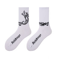 New Year Autumn and Winter Dragon Year Limited Edition Versatile Zodiac Year couple Socks AB style Bright red mid-calf sports socks for men and women Trendy socks thumbnail 2