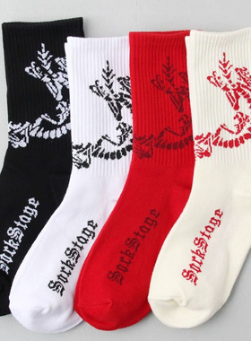 新年秋冬龙年限定百搭本命年情侣袜AB款大红运动中筒袜子男女潮袜