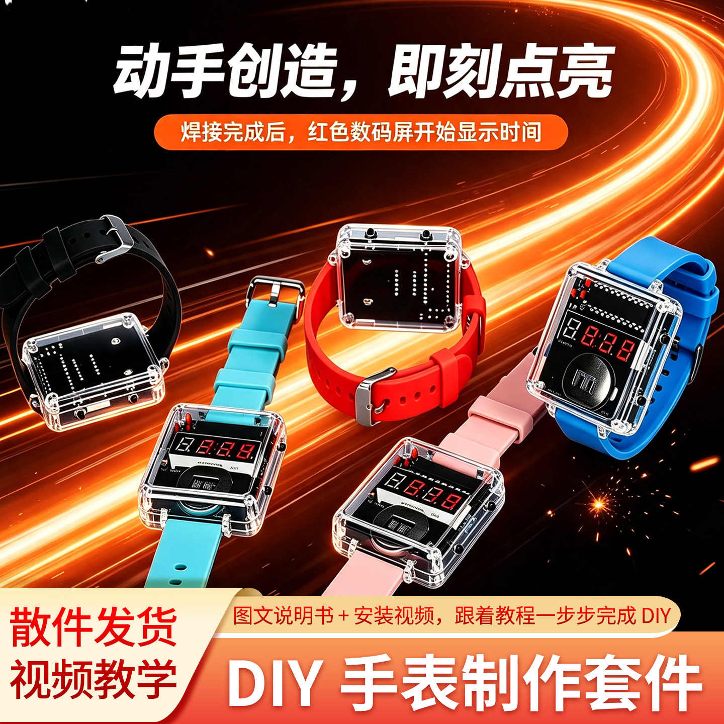 绿深透明外壳DIY电子表套件