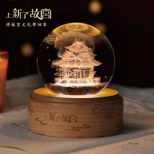 上新了故宫角楼水晶球摆件卧室氛围灯小夜灯文创中秋朋友生日礼物