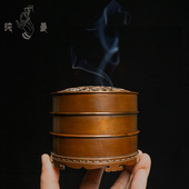 庆松堂苏工铜炉名家胡庆松制素面园艺雕复古紫铜香道打香篆熏香