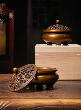 庆松堂苏工铜炉名家胡庆松制小鬲式熏炉仿古精炼铜炉盘香线香熏香