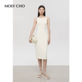 Майка, приталенное платье, дизайнерская длинная юбка, красивая спина, средней длины, тренд сезона