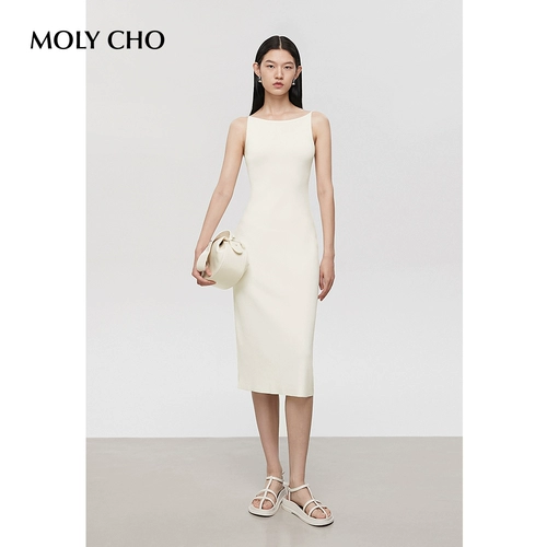 Майка, приталенное платье, дизайнерская длинная юбка, красивая спина, средней длины, тренд сезона