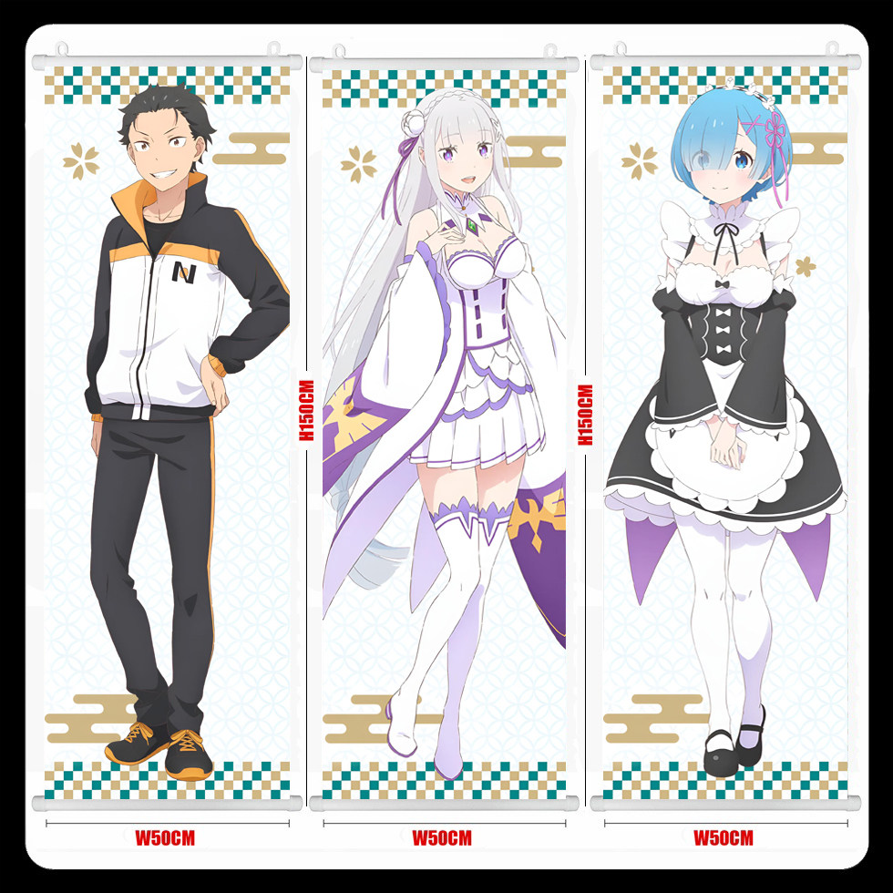 Re0异世界 菜月昴 爱蜜莉雅 雷姆 拉姆 挂画海报壁画周边礼物