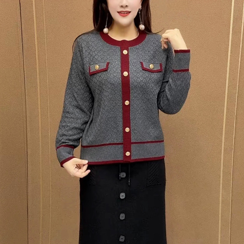 净版小香风撞色圆领针织衫宽松遮肉毛衣女新款休闲通勤中老年女装,女装/女士精品,中老年女装,淘宝优惠券,粉丝福利购,淘宝优惠卷