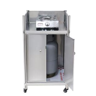 可移动煤气罐置物架围挡款带柜门不锈钢灶台架子落地式带门可上锁