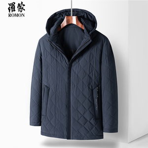 罗蒙棉服男秋冬季棉袄保暖桑蚕丝爸爸棉衣连帽可拆卸中年休闲外套