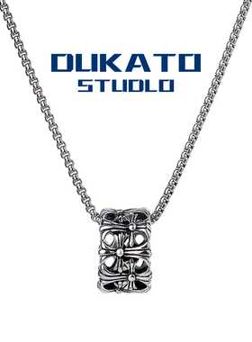 DUKATO新款现货钛钢十字架项链嘻哈男女潮流几何镂空戒圈圆环吊坠