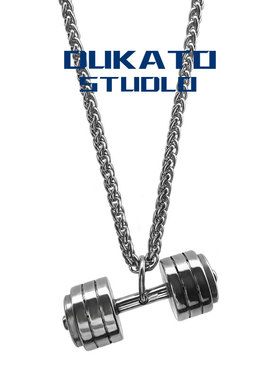 DUKATO新品钛钢健身哑铃吊坠嘻哈潮肌肉男项链运动挂坠搭配龙骨链