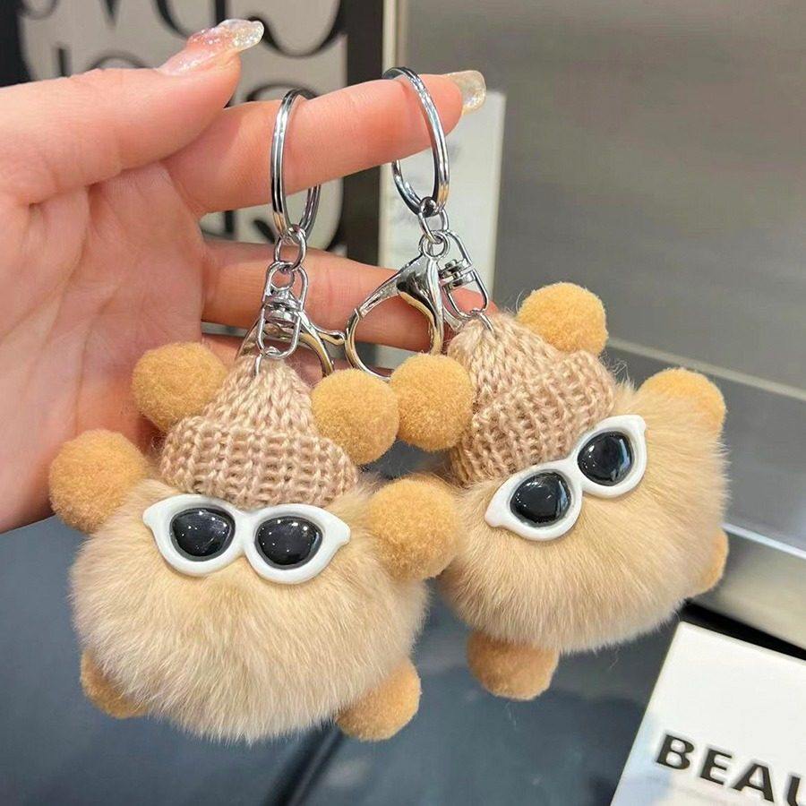 可爱獭兔毛小煤球挂件包包毛球公仔挂饰卡通毛绒玩偶汽车钥匙扣