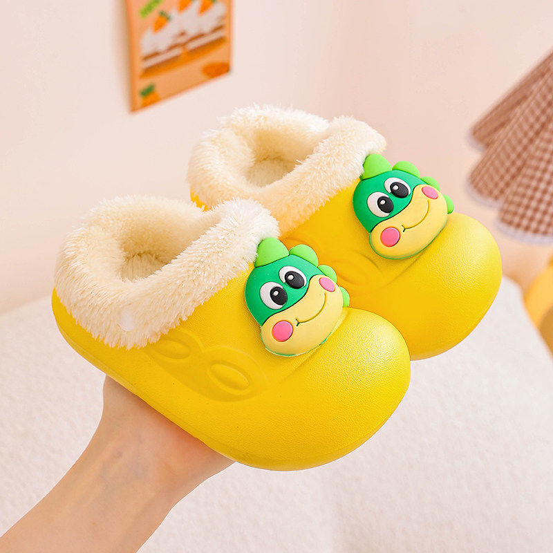 儿童棉拖鞋男童秋冬季卡通恐龙宝宝毛毛拖鞋男孩室内居家保暖棉鞋