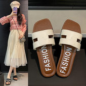 凉鞋 新款 2026夏季 外穿时尚 女鞋 夏季 高级感平底拖鞋 女款 百搭休闲鞋