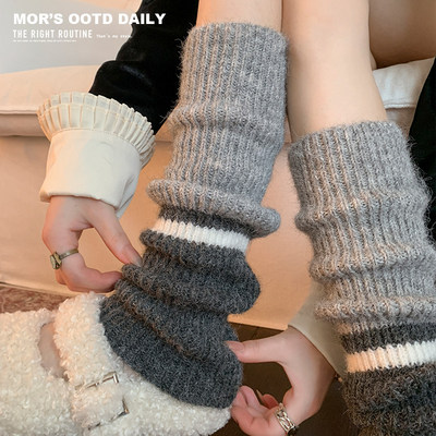 羊毛袜套女灰色堆2025新款